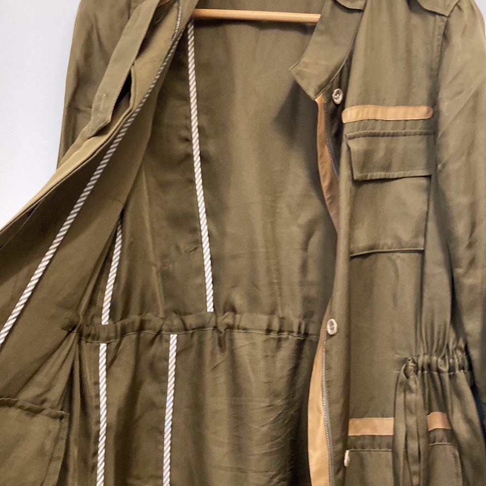 Veronica Beard Olive Utility Jacket with Tan Accents - Picture 5 of 9
